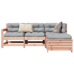 vidaXL 4-daļīgs dārza dīvānu komplekts, egles masīvkoks