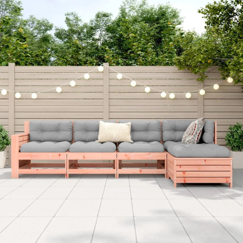 vidaXL 5-daļīgs dārza dīvānu komplekts, egles masīvkoks