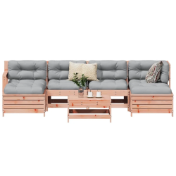 vidaXL 7-daļīgs dārza dīvānu komplekts, egles masīvkoks