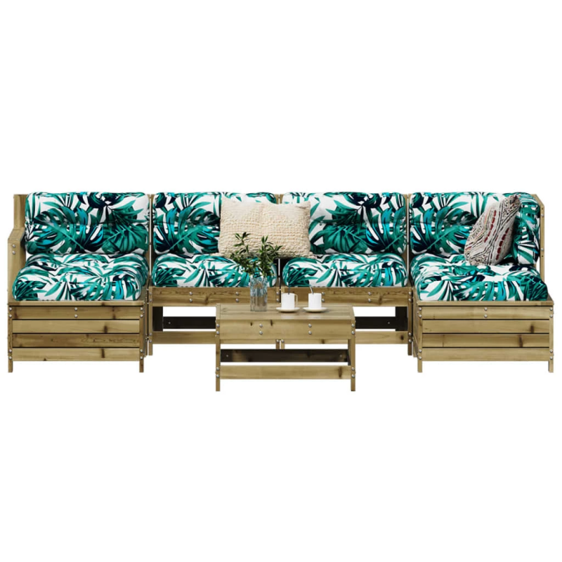 vidaXL 7-daļīgs dārza dīvānu komplekts, impregnēts priedes koks