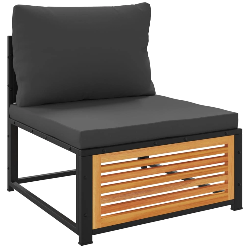 vidaXL 5-daļīgs dārza atpūtas mēbeļu komplekts ar matračiem, akācija