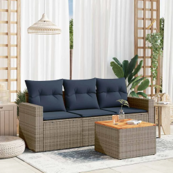 vidaXL 4-daļīgs dārza dīvāna komplekts ar matračiem pelēka rotangpalma