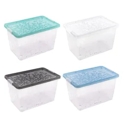 Uzglabāšanas kaste Jasmine ar vāku un riteņiem 55L