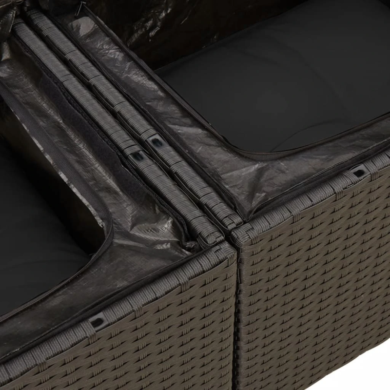 vidaXL 7-daļīgs dārza dīvāna komplekts ar matračiem, melna PE