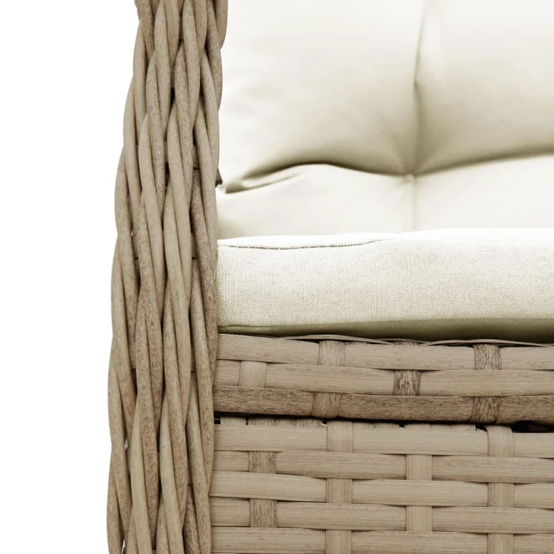 vidaXL 3-daļīgs dārza mēbeļu komplekts, matrači, bēša PE rotangpalma