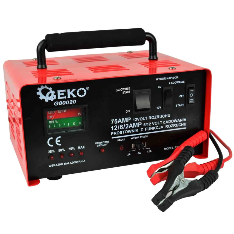 Akumulatoru lādētājs 6-12V 2-6-12A - 75A Geko