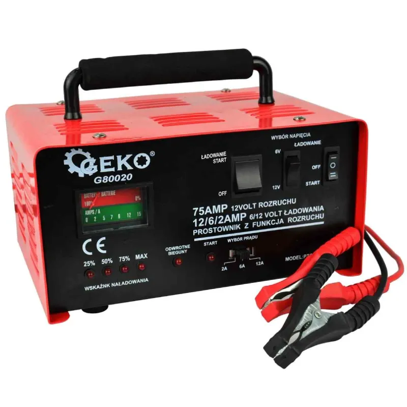 Akumulatoru lādētājs 6-12V 2-6-12A - 75A Geko