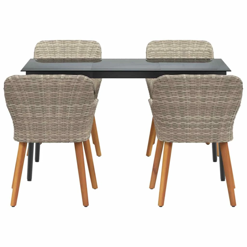 vidaXL Dārza ēdamgalds ar spilvenu 5 pcs Gaiši pelēks poliratāns