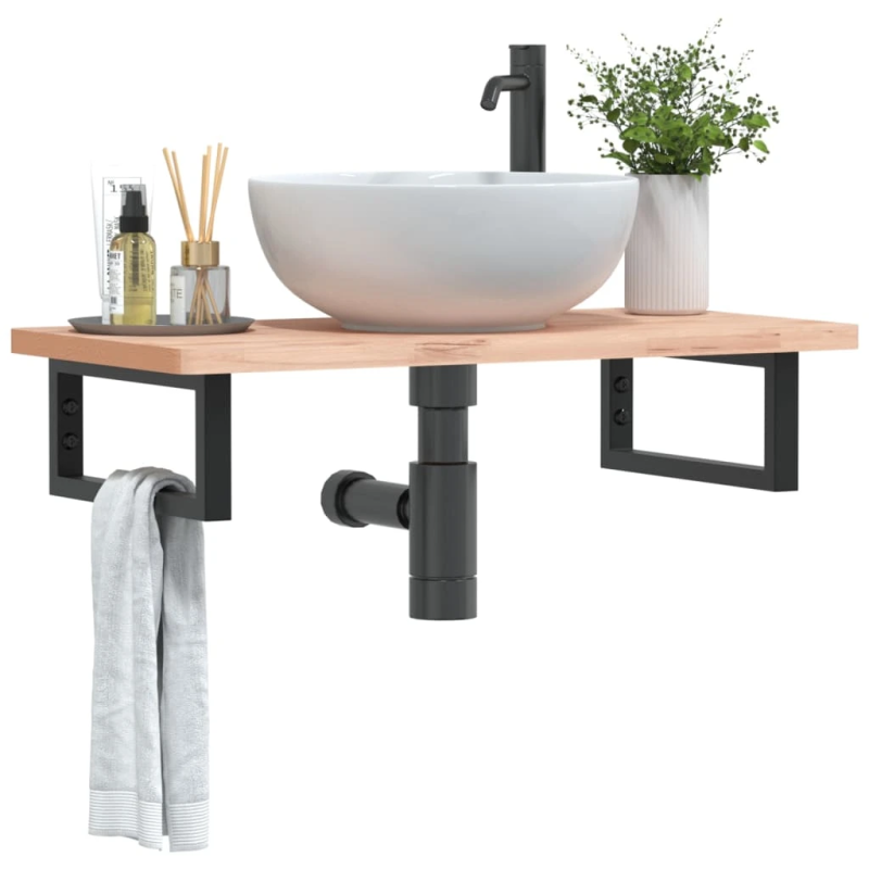 vidaXL plauktu kronšteini izlietnei, 2 gb., melns, taisnstūra, tērauds