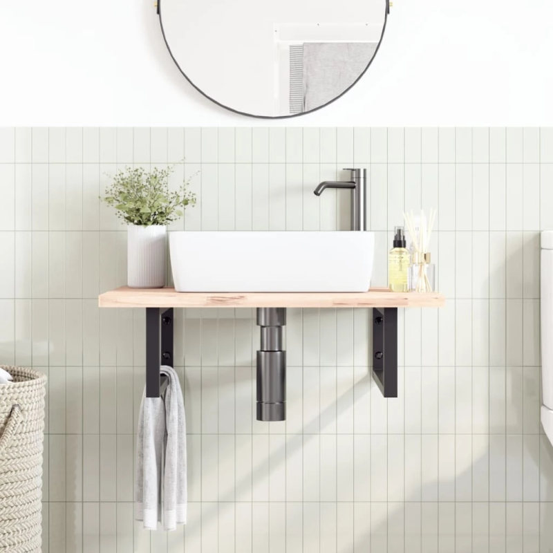 vidaXL plauktu kronšteini izlietnei, 2 gb., melns, taisnstūra, tērauds