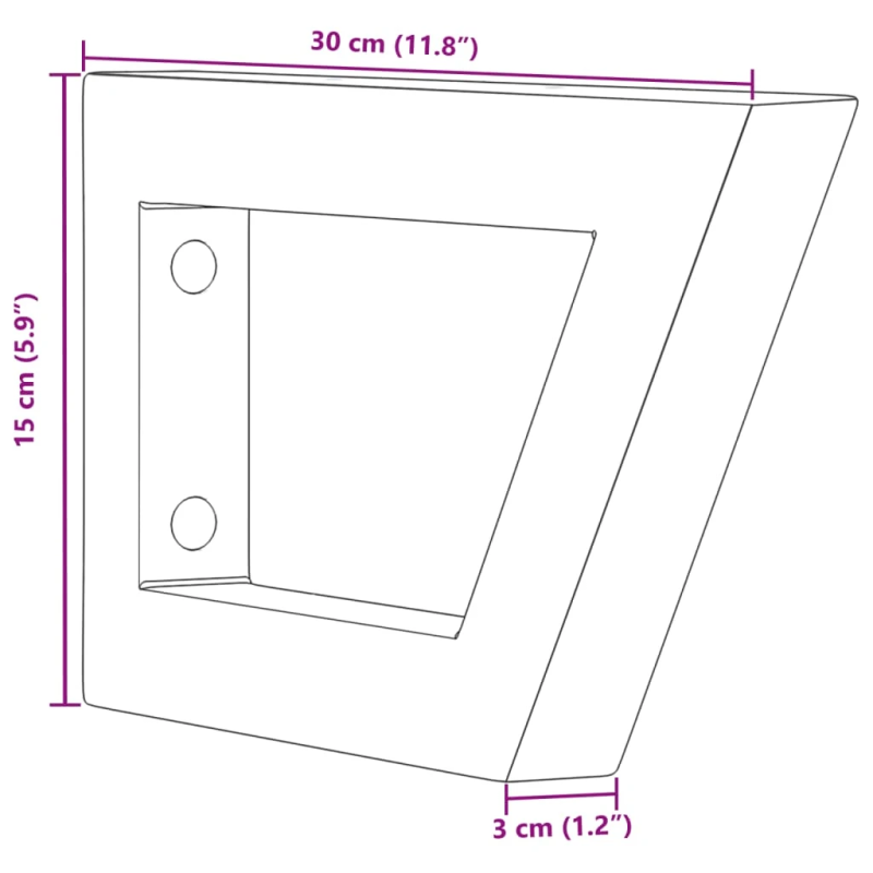 vidaXL plauktu kronšteini izlietnei, 2 gb., melni, trapeces, tērauds