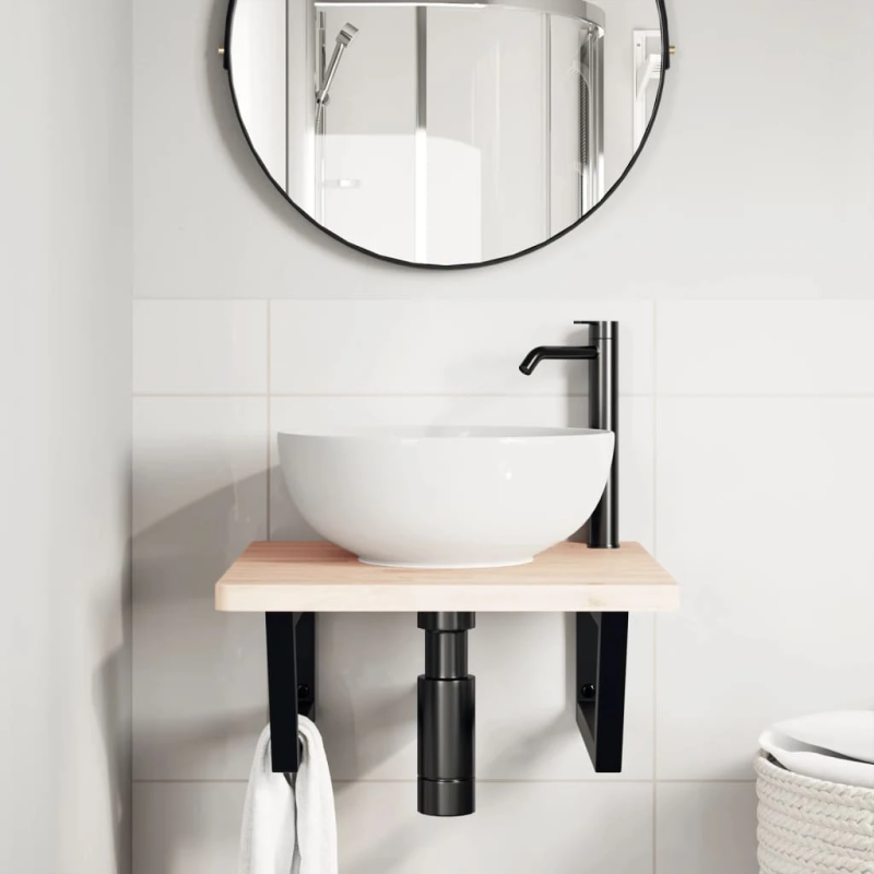 vidaXL plauktu kronšteini izlietnei, 2 gb., melni, trapeces, tērauds