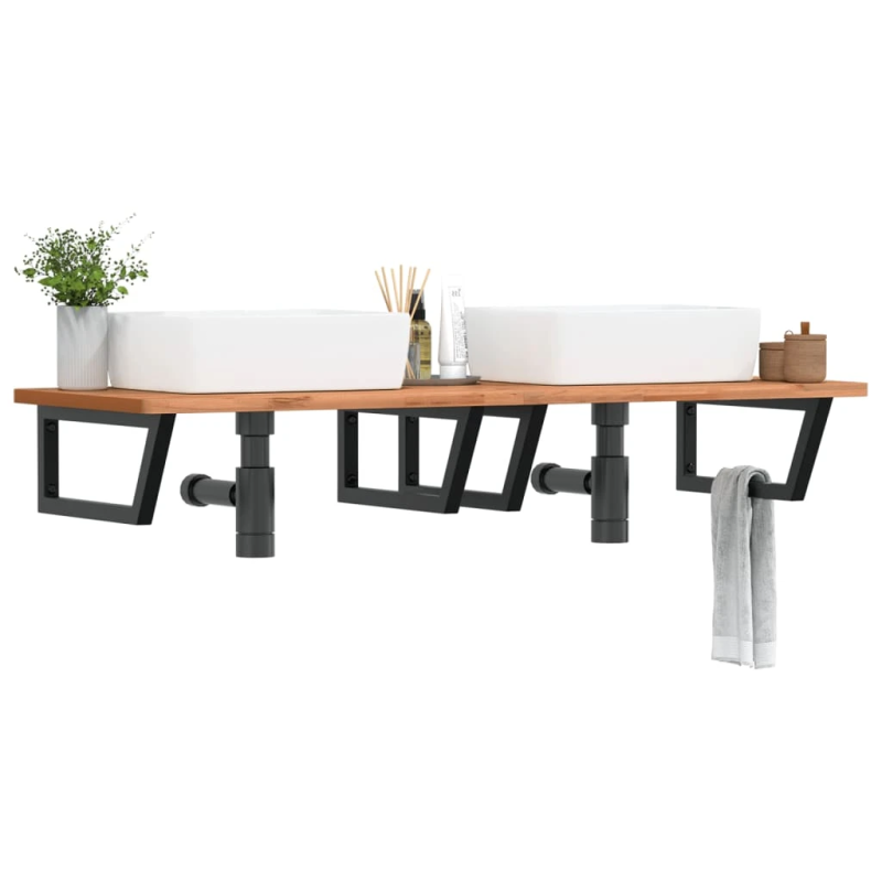 vidaXL plauktu kronšteini izlietnei, 2 gb., melni, trapeces, tērauds