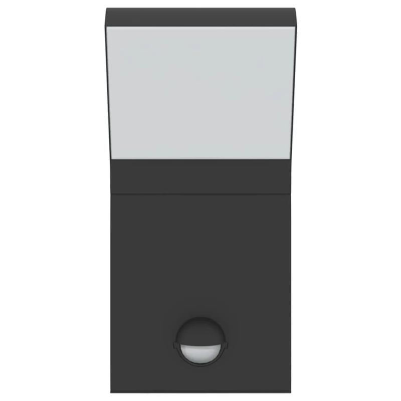 vidaXL āra LED sienas lampa ar sensora, melns, liets alumīnijs