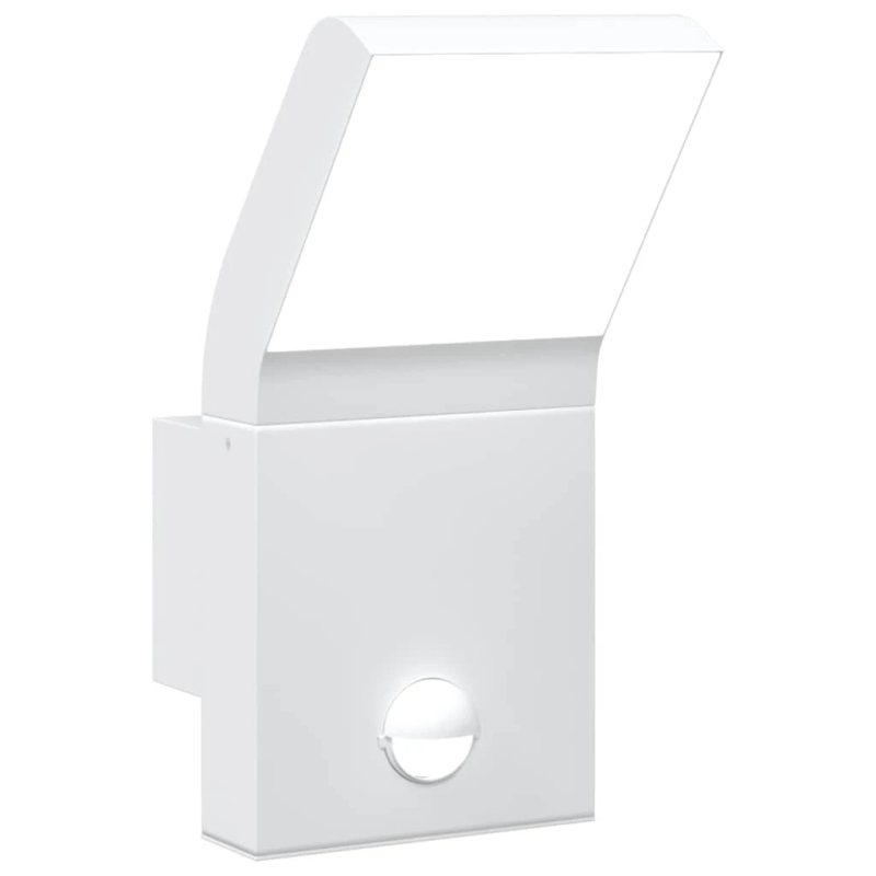 vidaXL āra LED sienas lampa ar sensora, balta, liets alumīnijs