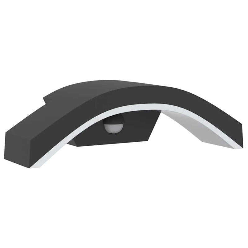 vidaXL āra LED sienas lampa ar sensora, melns, liets alumīnijs