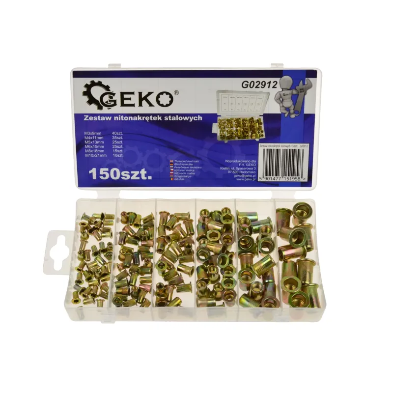 Vītņukniedes terauda M3-M10 kompl 150gab