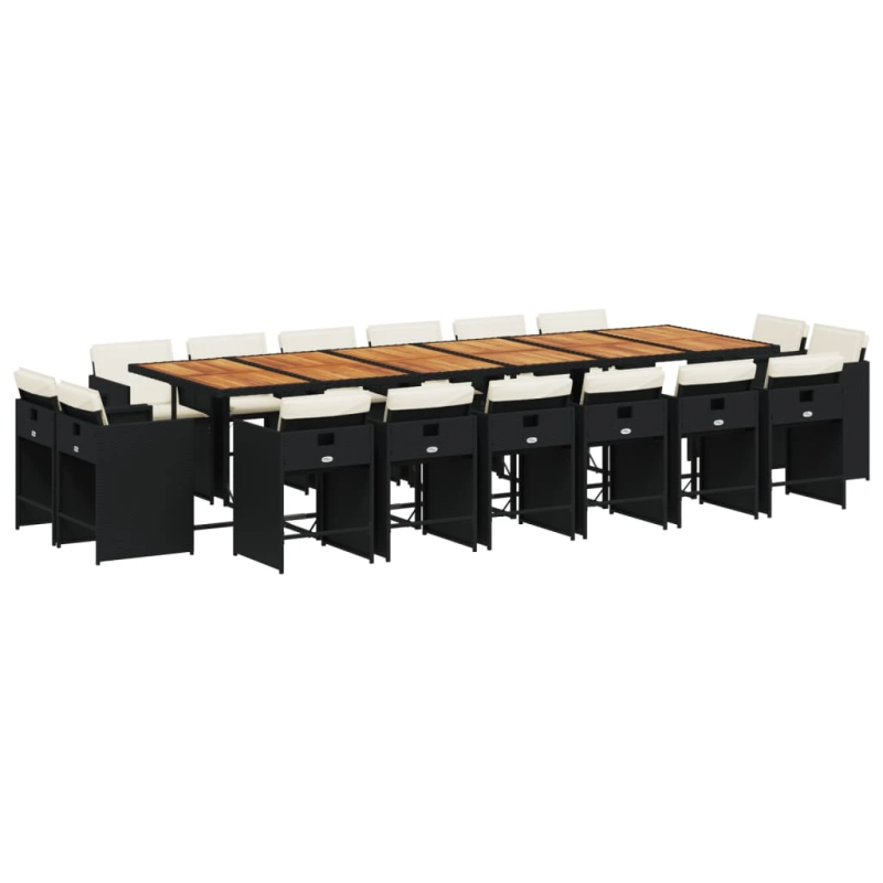 vidaXL 17-daļīgs dārza mēbeļu komplekts ar matračiem, PE rotangpalma