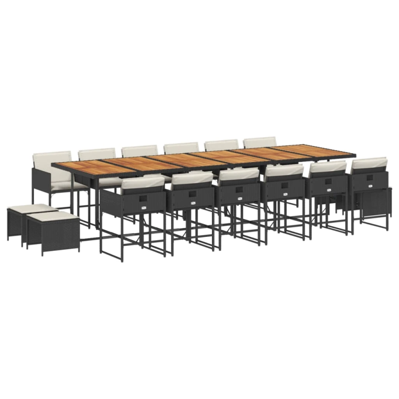 vidaXL 17-daļīgs dārza mēbeļu komplekts ar matračiem, PE rotangpalma