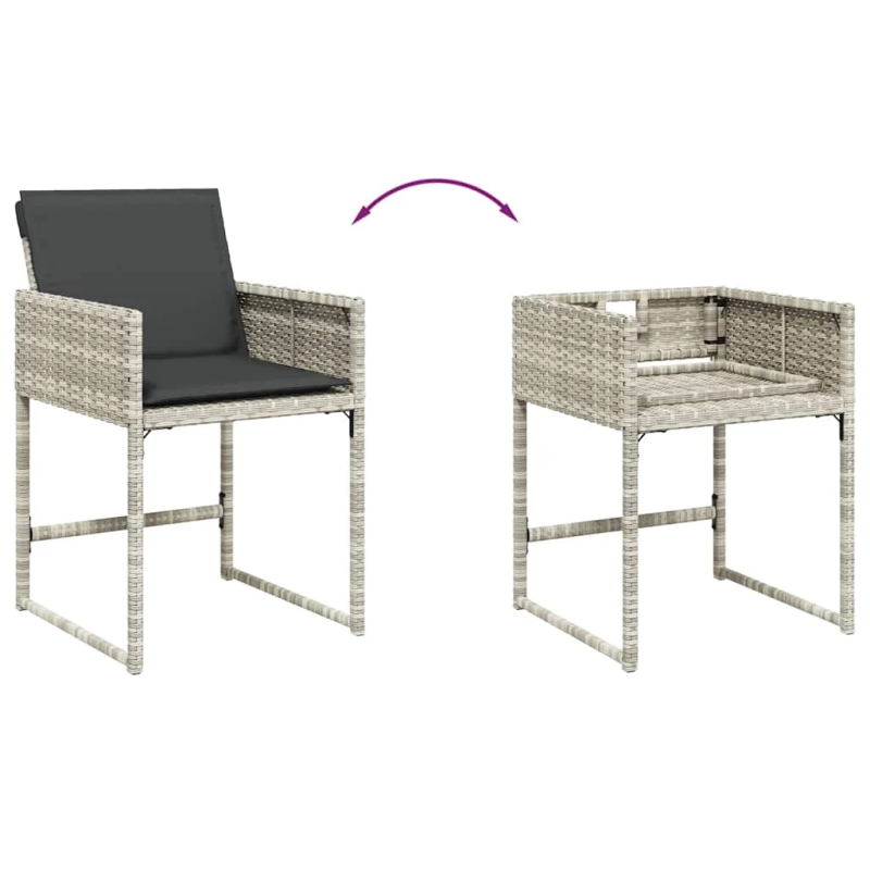 vidaXL 9-daļīgs dārza mēbeļu komplekts, matrači,gaiši pelēka PE pinums