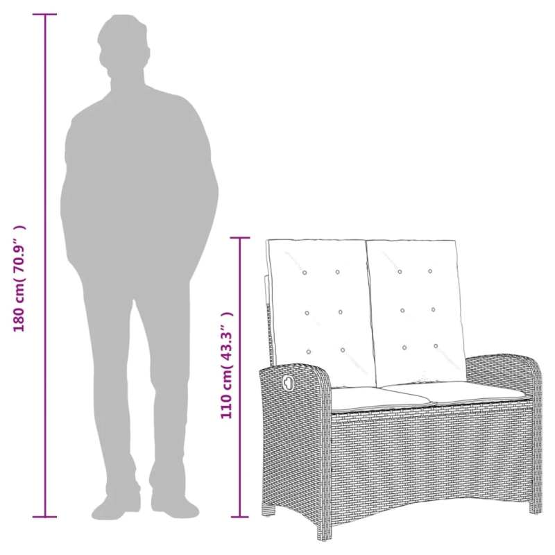 vidaXL 2-daļīgs dārza mēbeļu komplekts, matrači, bēša PE rotangpalma