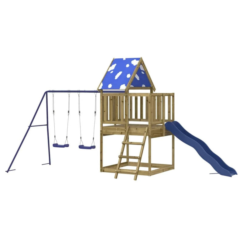 vidaXL āra rotaļu laukums, impregnēts priedes koks