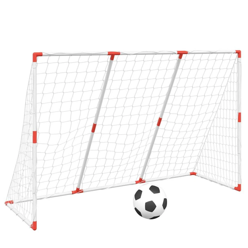 vidaXL bērnu futbola vārti, ar bumbām, balti, 184x64x124 cm