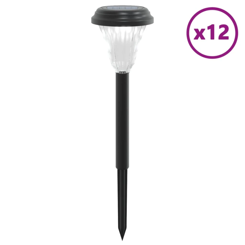 vidaXL solārās ceļa lampas ar mietiņiem, 12 gab., balta