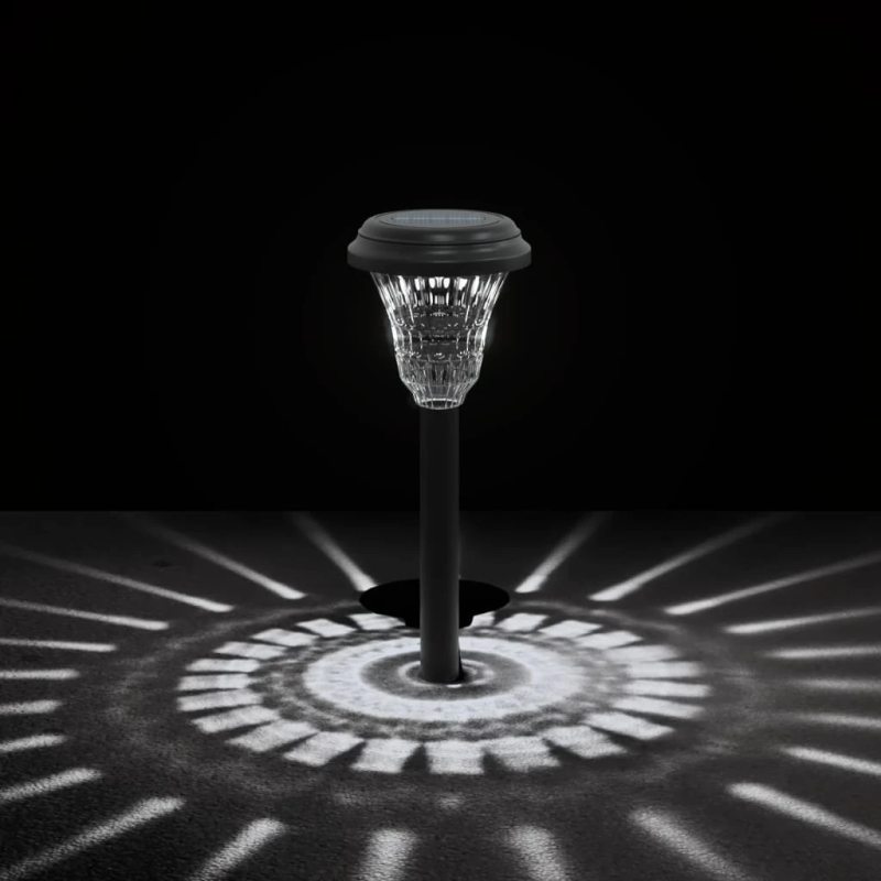 vidaXL solārās ceļa lampas ar mietiņiem, 12 gab., balta