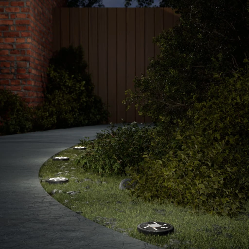 vidaXL solārās zemes gaismas ar zemes tapām, āra 12 gab., silti baltas