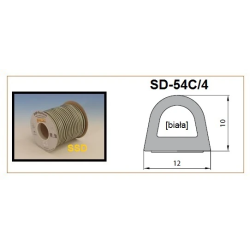 Blīvgumija dubultā D profils 10x12mm balts ,2x25m, m