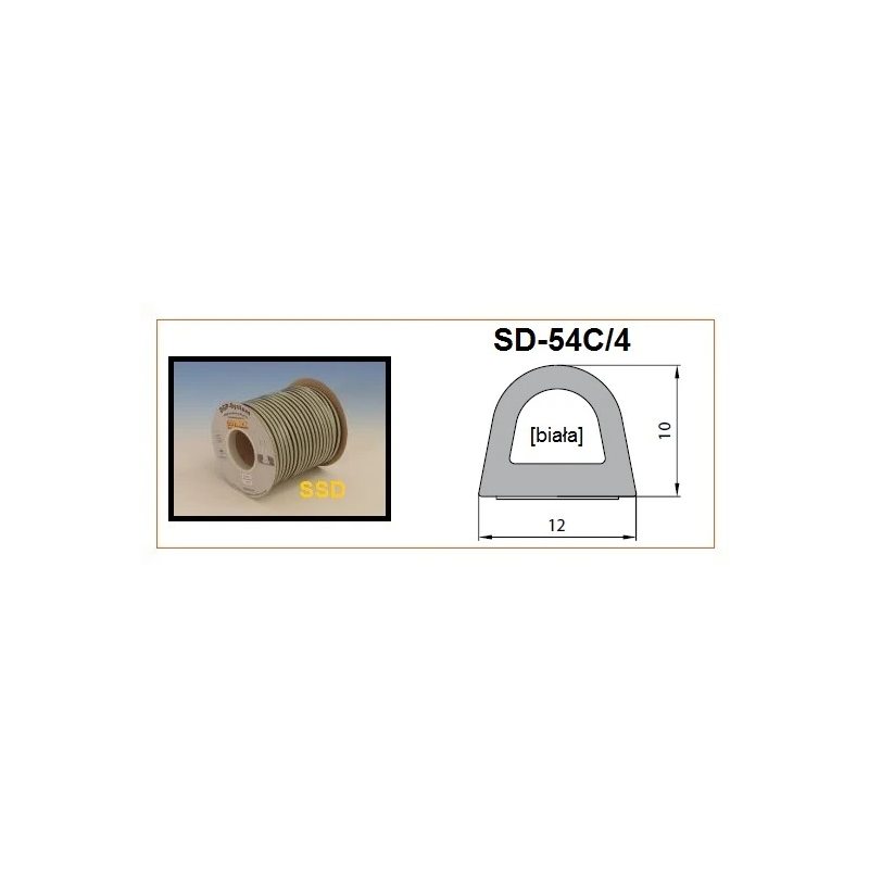 Blīvgumija dubultā D profils 10x12mm balts ,2x25m, m