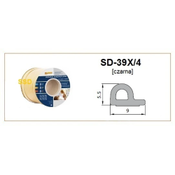 Blīvgumija dubultā P profils melns ,2x50m, m