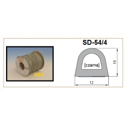 Blīvgumija dubultā D profils 10x12mm melns ,2x25m, m