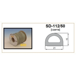 Blīvgumija D profils 21x15mm melns ,1x50m, m