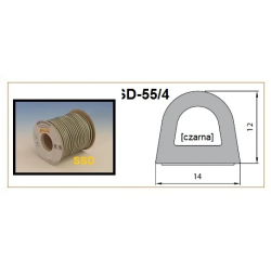 Blīvgumija dubultā D profils 12x14mm melns ,2x20m, m