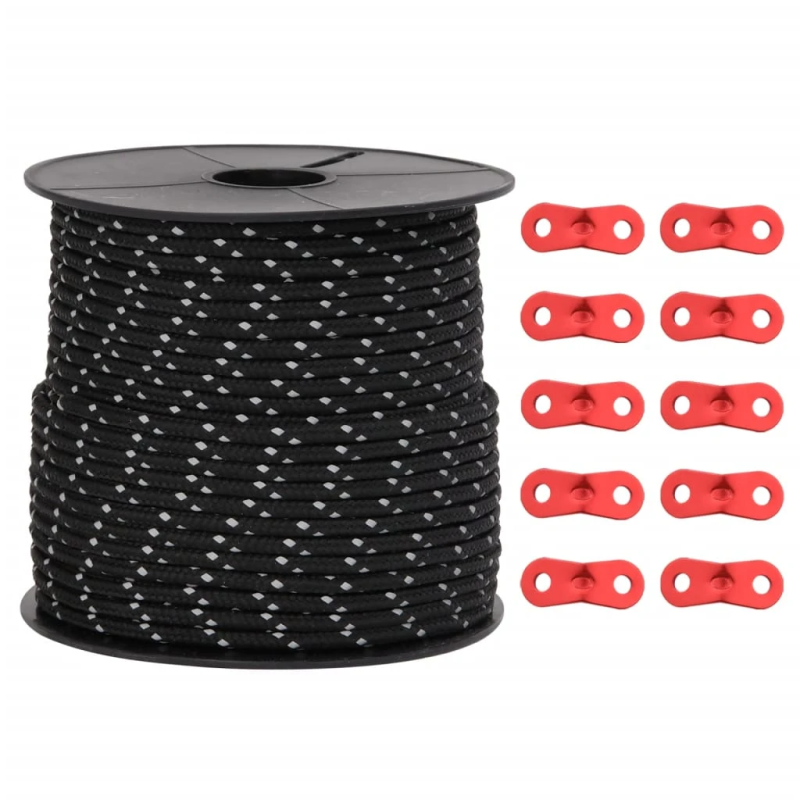 vidaXL telts virve, atstarojoša, ar savilcējiem, 50 m, 4 mm