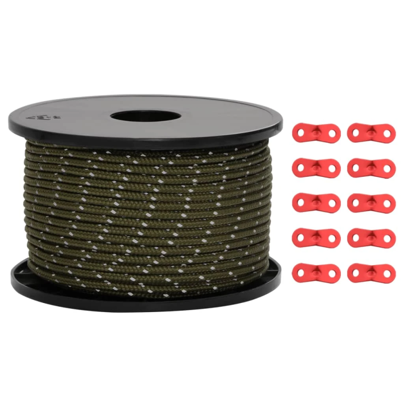 vidaXL telts virve, atstarojoša, ar savilcējiem, 50 m, 5 mm