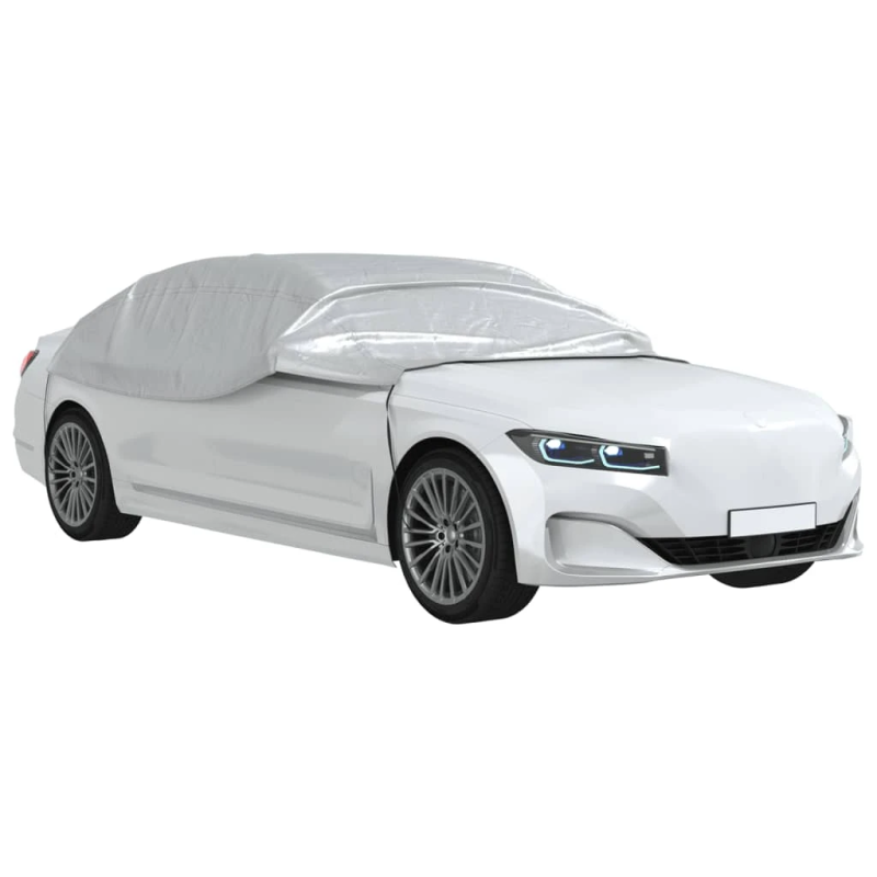 vidaXL mašīnas vienas puses pārsegs, ar āķiem, sudraba, XL