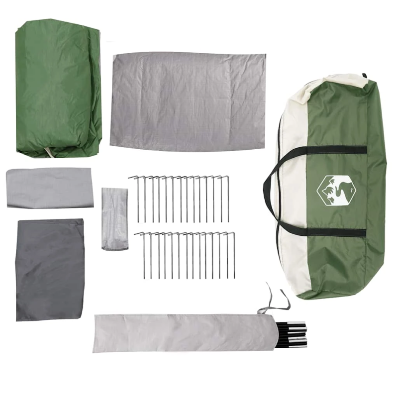 vidaXL ģimenes telts, tuneļa, 8 personām, zaļa, ūdensnecaurlaidīga