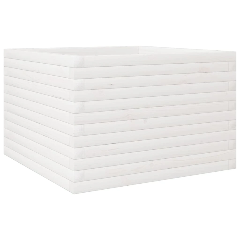 vidaXL dārza puķu kaste, balta, 70x70x45,5 cm, priedes masīvkoks