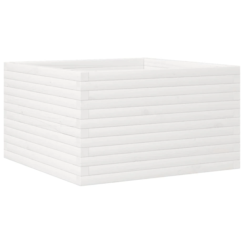 vidaXL dārza puķu kaste, balta, 80x80x45,5 cm, priedes masīvkoks