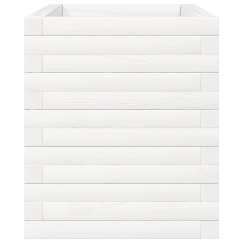 vidaXL dārza puķu kaste, balta, 70x40x45,5 cm, priedes masīvkoks