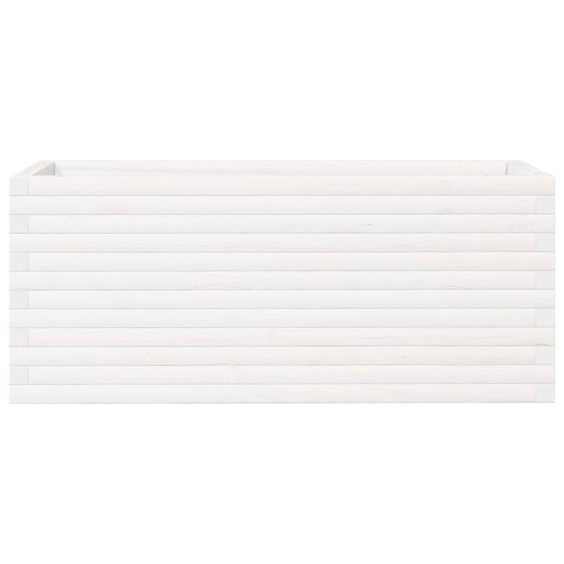 vidaXL dārza puķu kaste, balta, 110x40x45,5 cm, priedes masīvkoks