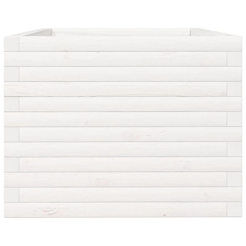 vidaXL dārza puķu kaste, balta, 90x60x45,5 cm, priedes masīvkoks
