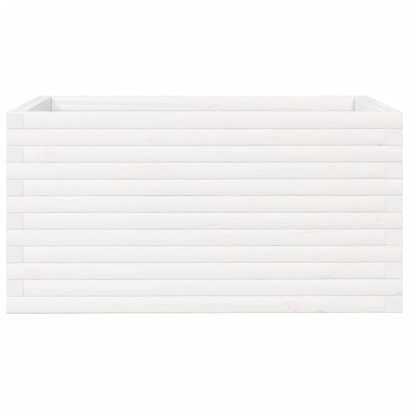 vidaXL dārza puķu kaste, balta, 90x60x45,5 cm, priedes masīvkoks