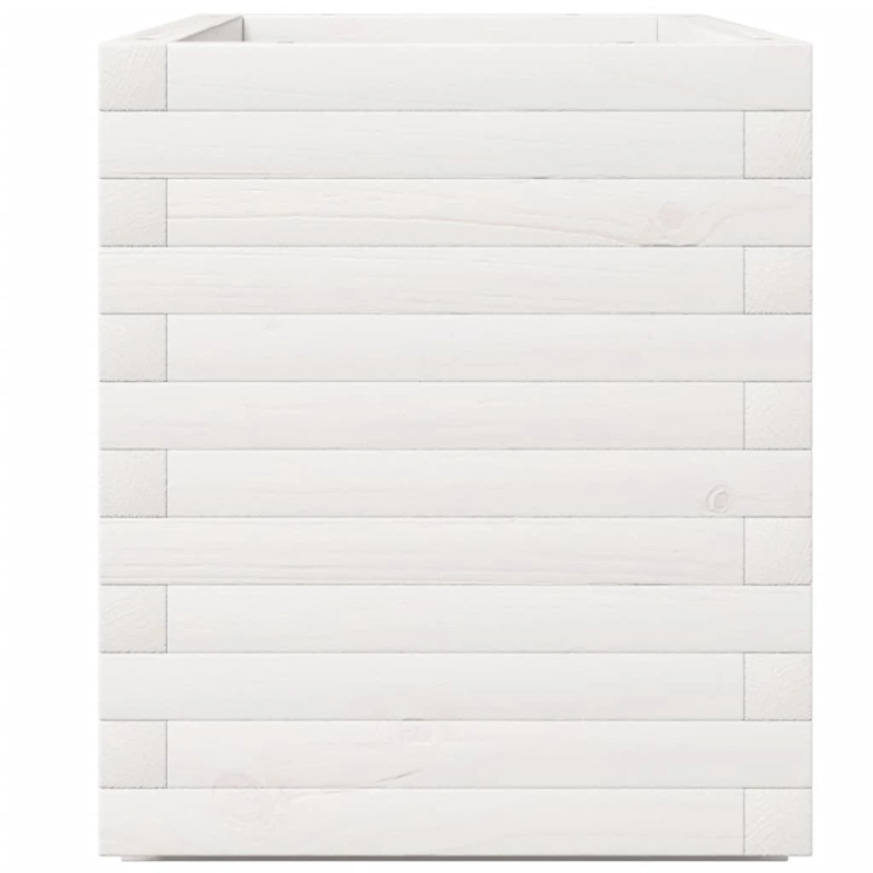 vidaXL dārza puķu kaste, balta, 90x40x49,5 cm, priedes masīvkoks