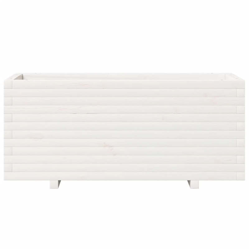 vidaXL dārza puķu kaste, balta, 110x40x49,5 cm, priedes masīvkoks