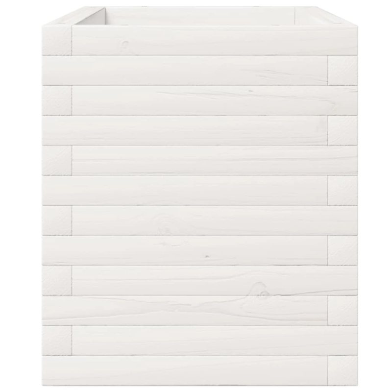 vidaXL dārza puķu kaste, balta, 110x40x49,5 cm, priedes masīvkoks