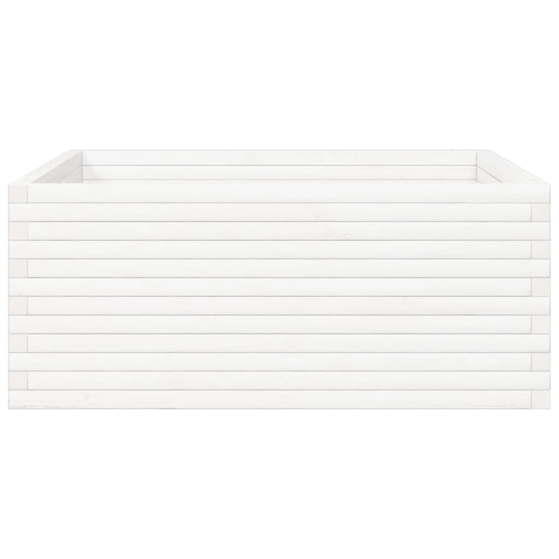 vidaXL dārza puķu kaste, balta, 110x110x46 cm, priedes masīvkoks